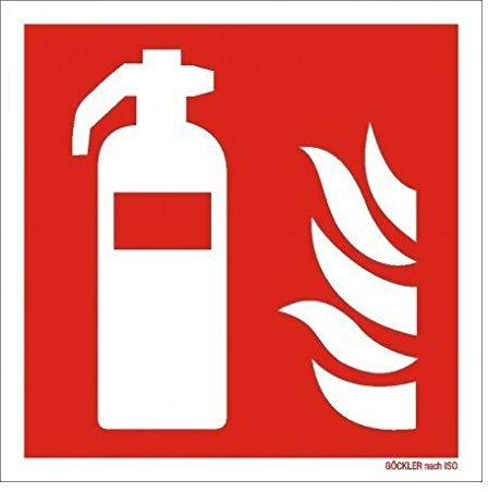 Feuerlöscher Symbol Schild ISO 7010 F001 15 x 15 cm von MBS-FIRE