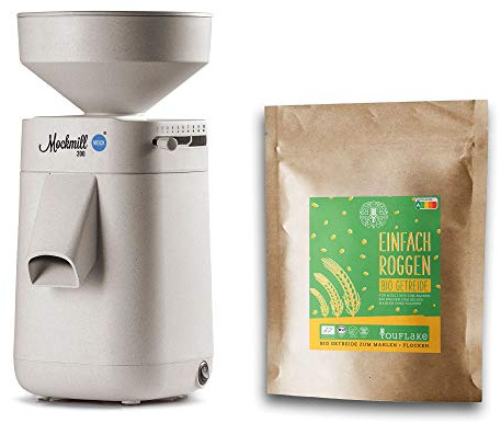 Mockmill 200 - Macina per cereali, prodotto in Germania, corindone e ceramica (Mockmill 200 + 2,5 kg di segale biologica)