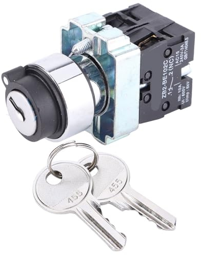 Jeanoko Schlüsselschalter + Schlüssel ZB2-BE Auto-Reset Schlüsselschalter Elektrische Verriegelung Umwandlung Stoßfeste Drehverriegelung ZB2-BE101