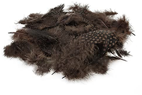 Netuno 150 Stück Perlhuhn Federn Braun 6g gepunkt zum DIY Basteln Dekoration für Ostern Weihnachten Figuren Dekofigur Karneval
