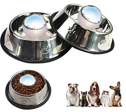 Dnoifne 3/7.6 cm Stainless Steel Dog Food Slow Feeders Ball