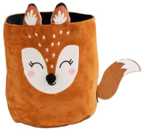 Papierdrachen Stoff Utensilo - Motiv Fuchs - Aufbewahrung für Spielzeug - Kinderzimmer Dekoration - Spielzeugkorb - Stoffkörbchen aus Samt 21 cm - Set 4