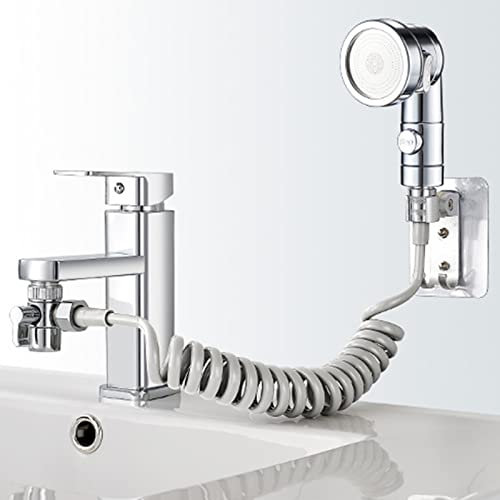 BiaoTeng doccetta per lavandino bagno universale doccino lavandino camper doccino bidet wc tre modalità per la pulizia e lo shampoo del bagno,Chrome B