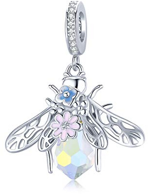 Coloré Api Charms avec Fleur Sterling Argent Charms Fit Pandora Bracelet Pendentif Colliers Bijoux Cadeaux pour les Femmes, no, Argent sterling, Zircon cubique.