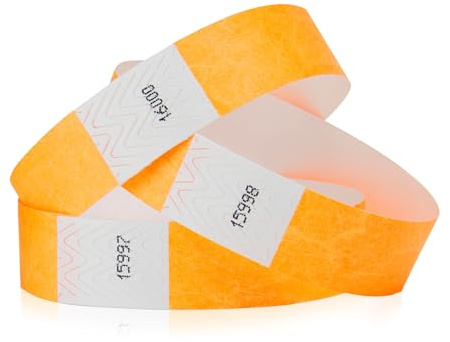 1,200 WristCo Neon Orange Tyvek Wristbands for Events - Tamper-Proof Design & Fluorescent Color Prevent Reuse Premium-Grade Bracelets for Hospital & Medical ID, Party & VIP Identification