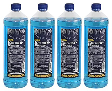 MANNOL 5024 Nettoyant antigel 4 x 1L, Concentré, jusqu'à -70°C, parfum agrumes, Nettoyant prêt à l'emploi, eau puissante pour essuie-glaces de voiture, nettoyant pour vitres de voiture, pour l'hiver
