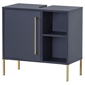 Schildmeyer Kent Waschbeckenunterschrank 153907, Nachtblau/Gold, 65,3 x 33,1 x 63,3 cm