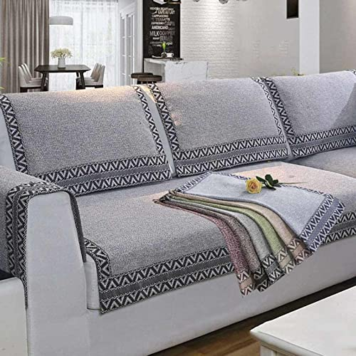 YWQJL Sofaschutz，sofaschoner rutschfest Retro L Form 1 2 3 4 Sitzer Sofabezug ，sofaschoner Katze Hund Decke Ecksofa Anti Slip Sofa Cushion,Grau-70x150cm(28x59inch)