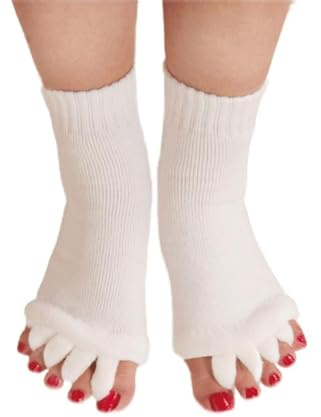 Homrap Women Toe Separator Socks Toeless Foot Alignment Socks for Yoga GYM Massage Pain Relief Improves Circulation Stretchy (White)