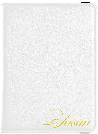 Personalisierte Reisepasshülle, Brieftasche, Kombi, individueller Name, PU-Leder, Reisepass, Impfkarten-Schutz für Damen und Herren, Reisegeschenk, Weiss/opulenter Garten, Einheitsgröße