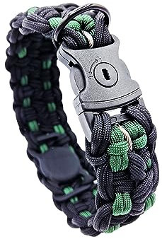 GPS-Tracker - Hundehalsband mit versteckter AirTag-Halterung und Diebstahlschutz, Abschließbar mit Schloss, Geflochten aus Paracord, Schwarz Grün (XS (22-27cm))