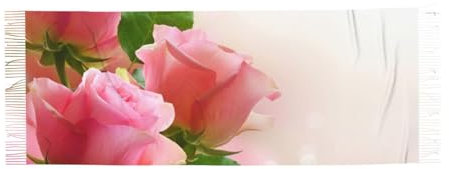 DEHIWI Pink Roses Damen Kaschmir-Schal, warm, leicht, bequem, für Herbst und Winter, Schwarz , One size