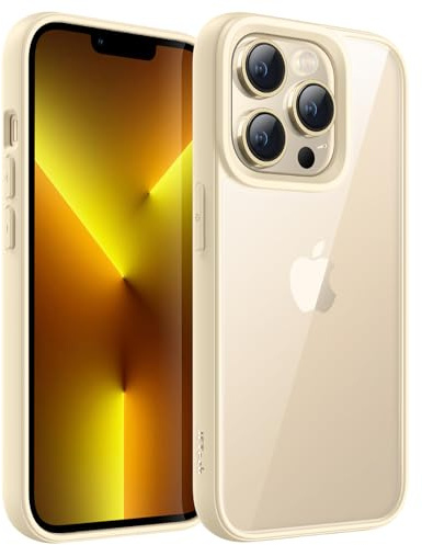JETech Hülle für iPhone 13 Pro 6,1-Zoll, Stoßfestes Handy Stoßfänger Schutzhülle, Solid Farbe Matt TPU Rahmen, Anti-Kratzer Transparent Rückseite (Beige)