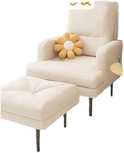 YAXANSIH Lazy Sofa, Einzelsessel, Balkon, kleines Sofa, weiche Schlafzimmer-Rückenlehne, Liegestuhl, rosa Tech-Stoff (doppellagige Rückenlehne, fünfstufige Verstellung), Gold-B