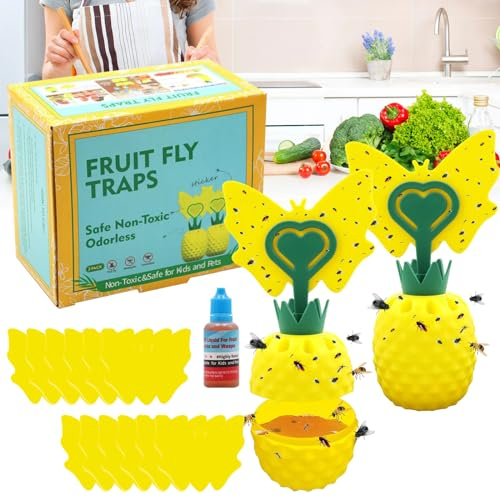 Schädlingsbekämpfung Fliegenfalle,Gelbe Klebefalle,Fruchtfliegenfalle mit Lockstoff,Fliegen Fänger mit Gelbsticker,Gelbsticker Trauermücken,Mittel Gegen Trauermücken,Insektenfalle
