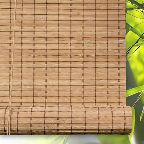Oscurante Tapparella a Carrucola in Bamboo 45x60 Traspirante Naturale Avvolgibili in Bambù 100x200 Privacy Tenda a Rullo in Bambù Retrò 160x340 Divisorio per Balcone Con Sollevatore per Porte/Patio (