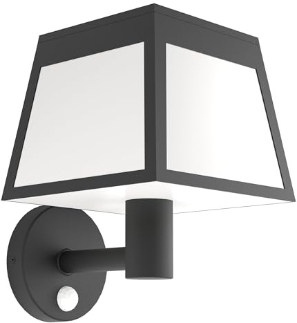EGLO LED Wandlampe außen Altilia, Outdoor Solarlampe mit Bewegungsmelder | Solar Außenlampe Laterne aus Kunststoff in Schwarz und Weiß, Außenbeleuchtung IP44