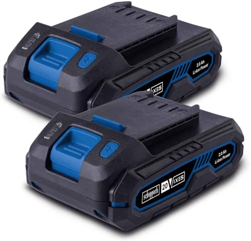 Original Scheppach 20V Akku Doppelpack Set 2X 2Ah Akku für 20V-IXES-Serie | Ersatzakku Ladezeit 35-60 Min je nach Ladegerät | 3stufige Ladeanzeige | Staub-&korrosionsgeschützt | Einzelzellenmanagement