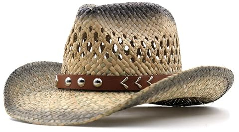 Cowboyhut Damen Herren Western Cowgirl Hüte Strohhut Panamahüte Westernhut Countryhut Sommerhut Anti-UV Sonnenhut Strandhut Breiter Krempe