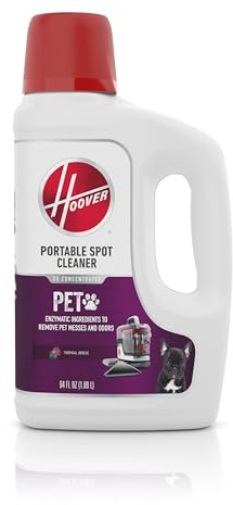 Hoover Pet Portable Spot Cleaner Solution, 64 oz., Tropical Breeze Scent, Upholstery and Carpet Shampoo Solution, Eliminates Pet Messes and Odors, Designed for Hoover CleanSlate Spot Cleaner