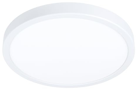 EGLO LED Deckenleuchte Fueva 6, runde Badezimmer Deckenlampe | Badlampe Decke aus Kunststoff in Weiß, Deckenbeleuchtung warmweiß-kaltweiß, IP44, Ø 28 cm