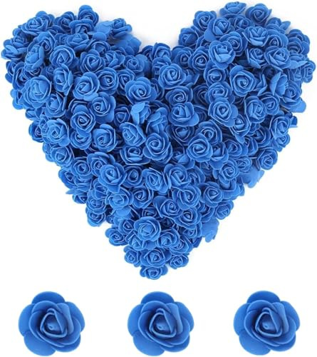 144 Stück Kunst Blumen zum Basteln, Klein Künstlich Blumen, Mini Gefälschte Rosen Blumen für Hochzeit Braut Haarspangen Stirnbänder Dekoration Zubehör Herstellung DIY, 2.5CM Blumenköpfe (Dunkelblau)