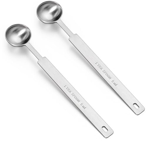 Ouligay 2 Stück Edelstahl Messlöffel 5ml Dosierlöffel Esslöffel Teelöffel Kaffeedosierlöffel zum Messen von flüssigen und trockenen Zutaten für Kaffee Satz Gewürze