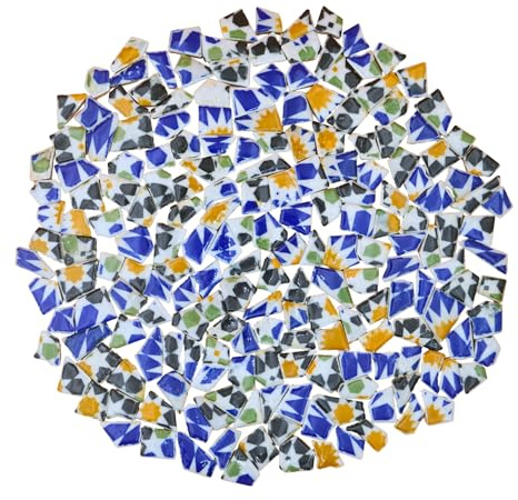 Yuvori Piastrelle per mosaico in porcellana, motivo geometrico, astratto, moderno, irregolare, da 0,5 kg, fatte a mano, per bagno, soggiorno, cucina, per esterni (06, piccola)