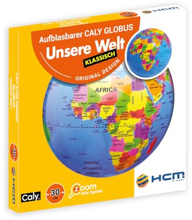 HCM Kinzel - Globo inflable Caly - Nuestro mundo clásico - Explora el mundo de forma lúdica - Amarillo - 30 cm de circunferencia