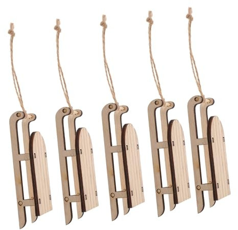 MUSISALY Kleiner Holzschlitten Tischdeko Weihnachtsornament Festliche Schlittendekoration 5 Stück Für Weihnachten