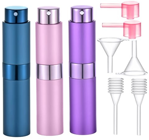 Yikimyfo 3Pcs Perfume Atomizer Cologne Travel Bottle, 8ml/0.27oz Refillable Perfume Bottle Portable Cologne Sprayer Small Perfume Spray Bottle Travel Size Cologne Refill Bottle