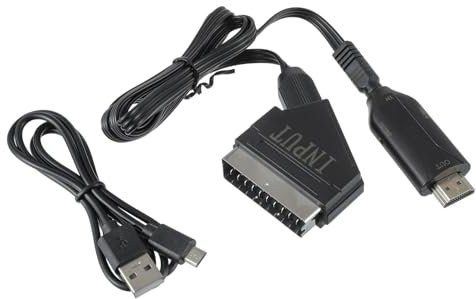 HUAREW adattatore Cavo SCART a HDMI, Convertitore All in One SCART a HDMI, convertitore audio video a 1080p/720p per HDTV, lettore DVD, PS4, proiettore
