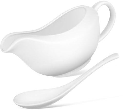 PAMINGONO Elegant Sauce Boat Spoon Gravy Bowls Serving Bowls Sauce Container Gravy Pitcher