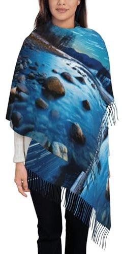 KWQDOZF Cooler Pashmina-Schal mit Stern-Fluss-Print, Wickelschal für Damen, Winterschal für Damen, Hochzeitsschal, warme Schals