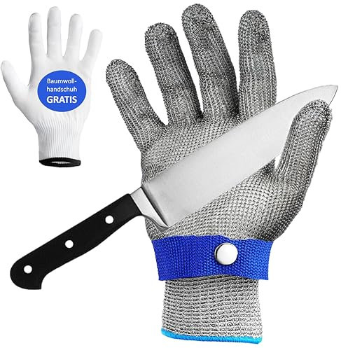 ZWERKZEUG Guanti da cucina di alta qualità, in fibra di polietilene a croce, resistenti al taglio, materiale confortevole ed elastico, alta protezione del taglio E, ANSI CUT A9 (acciaio inossidabile