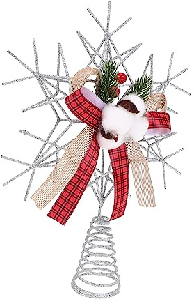 MAGICLULU Christbaumspitze Stern Weihnachtsdekoration Baumgirlande Baumspitze Weihnachtsbaumschmuck Weihnachtsspitzen Für Bäume Girlande Christbaumschmuck Stern Baum Gold Silber Eisen