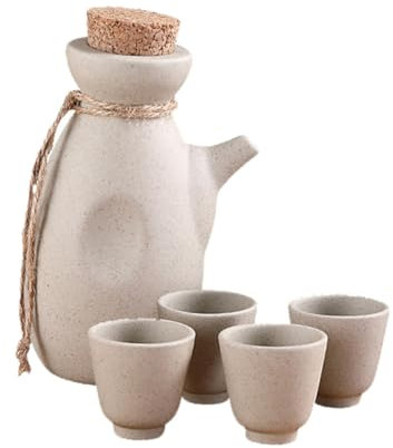Veemoon Japanisches Keramik Weinbehälter Mit Bechern Multifunktionaler Haushalts-weinhalter Glatte Oberfläche Langlebig Traditionelles Design Für Zuhause Und Geschenk
