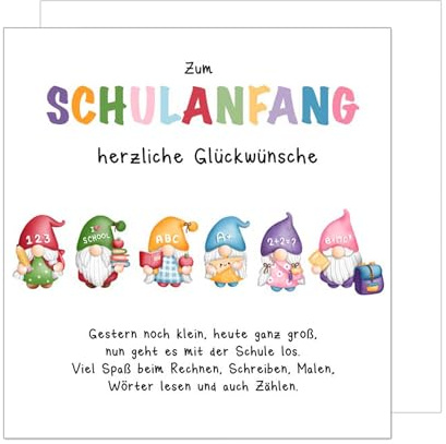 Edition Seidel Premium quadratische Glückwunschkarte zur Einschulung mit Umschlag. Einschulungskarte Grußkarte Karte zum Schulanfang Schulstart Spruch Schulkind Mädchen Junge 1. Klasse (ESQ106 SW025)
