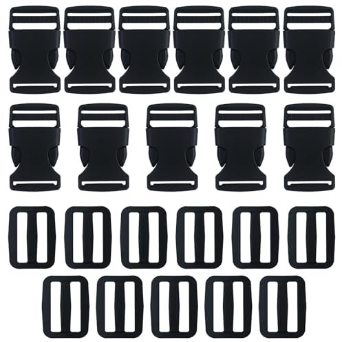 JRSHIRLEYLTD 11 hebillas para correas de 25 mm de ancho, cierre de clip ajustable de plástico para cierre de hebilla, correa de platillo, hebilla de repuesto, correas de mochila, Negro