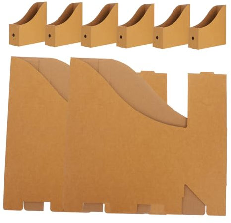 Gadpiparty 8stücke Bürokarton Zeitschriftenhalter Dokumenten Organizer Bücherbehälter Papier Aufbewahrungskörbe Für Home Office Und Klassenzimmer Braun Klassisch