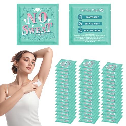 Krishome 50 pièces de lingettes Déodorant Femme et lingettes pour le corps enveloppent individuellement des aisselles et voyagent pour une peau propre pour les adolesce (50)
