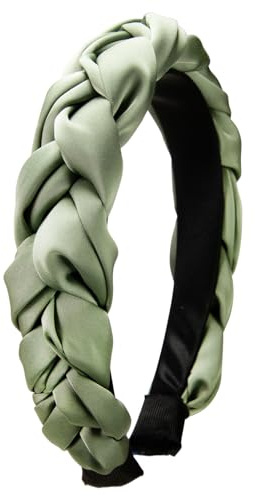 Alpenflüstern Trachten-Haarreif Satin Flechtoptik - Damen Haarschmuck rutschfest, Haarband geflochten fürs Dirndl (salbei-grün) ADV159