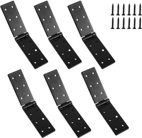 MEIDIV 6 PCS Door Hinges Heavy Duty, Garden Gate Hinges Black, Metal Folding Door Hinge for Wooden Doors, Tool Boxes