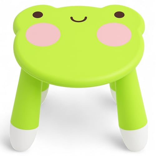 MIJOMA Kinderhocker mit Tiermotiv – Frosch | Rutschfester Sitzhocker aus Polypropylen, 23x22x23 cm – Leicht, stabil