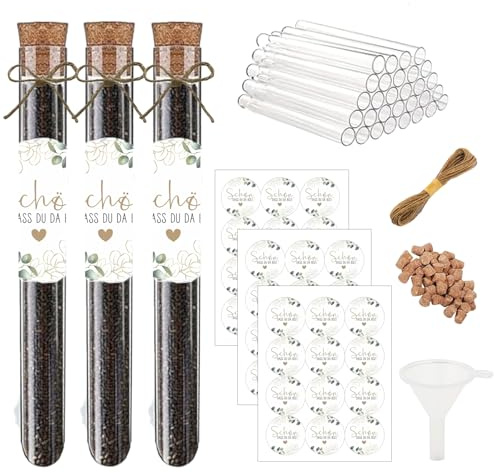 Gastgeschenke Hochzeit 30 Stück Schön Dass Du Da Bist für DIY Reagenzgläser Reagenzglas mit Korken für Blumensamen Hochzeitsgeschenk Gastgeschenk Hochzeit für Party Geburtstag Gewürze Handwerk