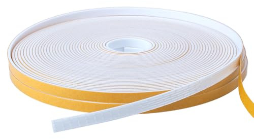 Dichtungsband Selbstklebend für Türen Fenster, 6mm(B) x1.5mm(D)/20m(L) Türdichtung Selbstklebendes Fensterdichtung Gummi Schaum Siegel Anti-Kollision Streifen Schalldämmung Dichtungsband Weiß