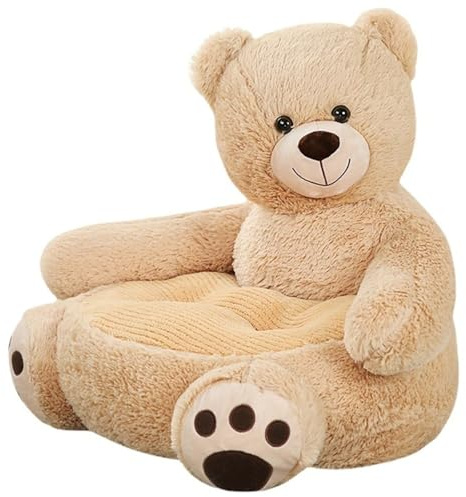 KUKUShining Teddybär Sofa Sitz Plüsch, Kinderkissen Stuhl Sessel Tier Gefüllte Weicher Stofftier Stuhl Puppe Stützsitz Niedliches Plüschtier Für Babys(Khaki)