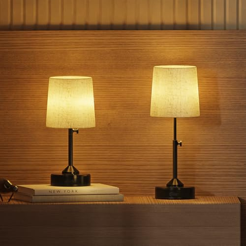 FANSANMY Lampe de Chevet Tactile Dimmerable, Lampe de Table Rechargeable Sans Fil avec 3 Températures de Couleur et Hauteur Réglable, pour Chambre, Salon, Bureau