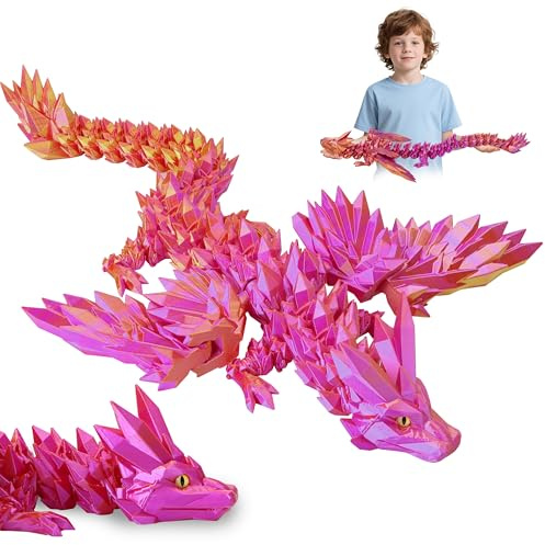 JONRRYIN 3D Gedrucktes Drache, 60CM Drachen Spielzeug mit Augen, Kreative Spielzeug und Deko, Erwachsene Kinder Drachen 3D Deko Schreibtischspielzeug Geschenke