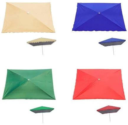 Rechteckiger Sonnenschirm-Ersatzdach, 3 x 2 m, wasserdicht, für den Außenbereich, für Garten und Terrasse, Marktschirm, passend für 4–6 Rippen, Rot, 3 x 2 m